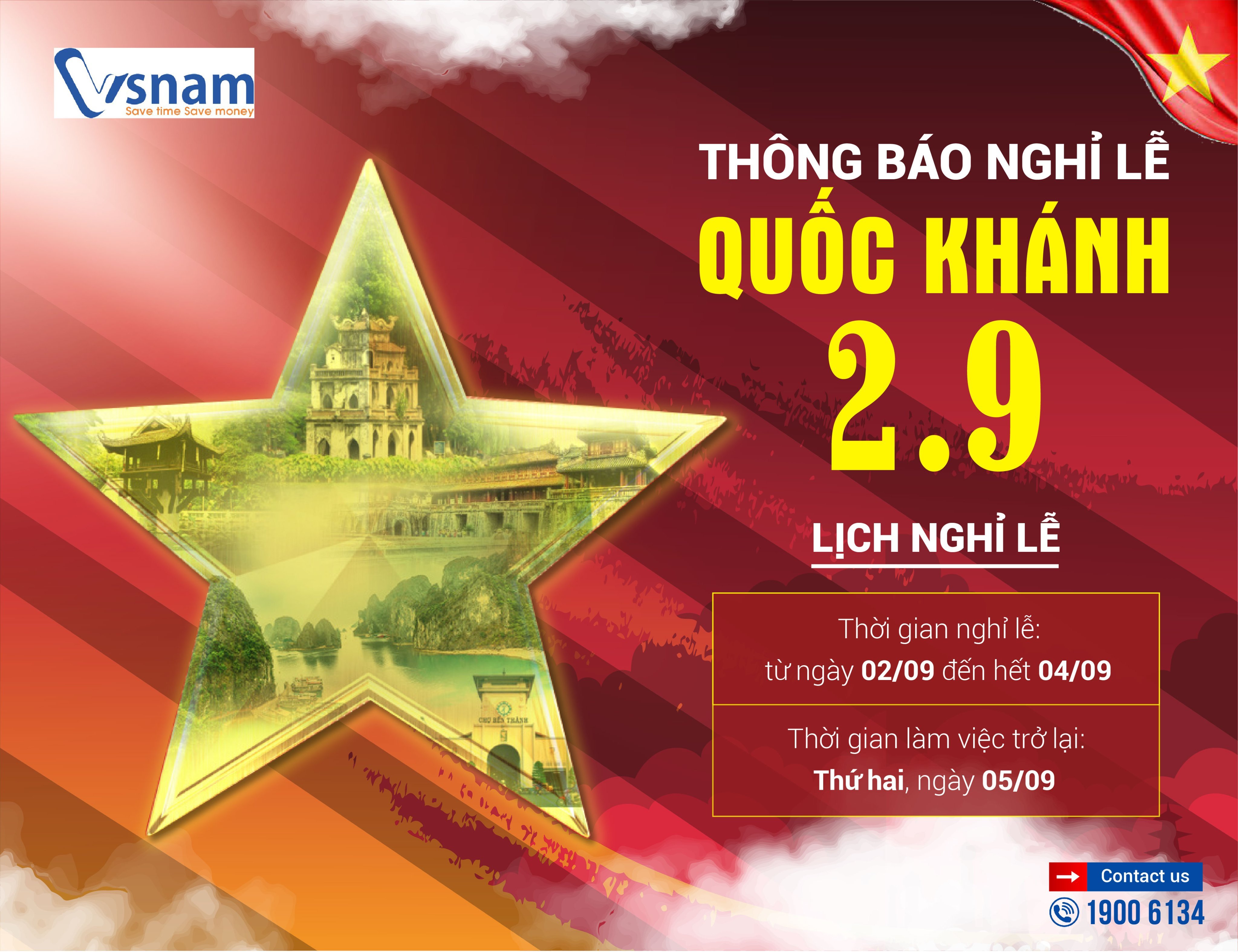 Thông báo lịch nghỉ lễ Quốc khánh 2/9/2022