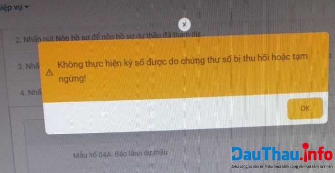 lỗi không xác thực chứng thư số