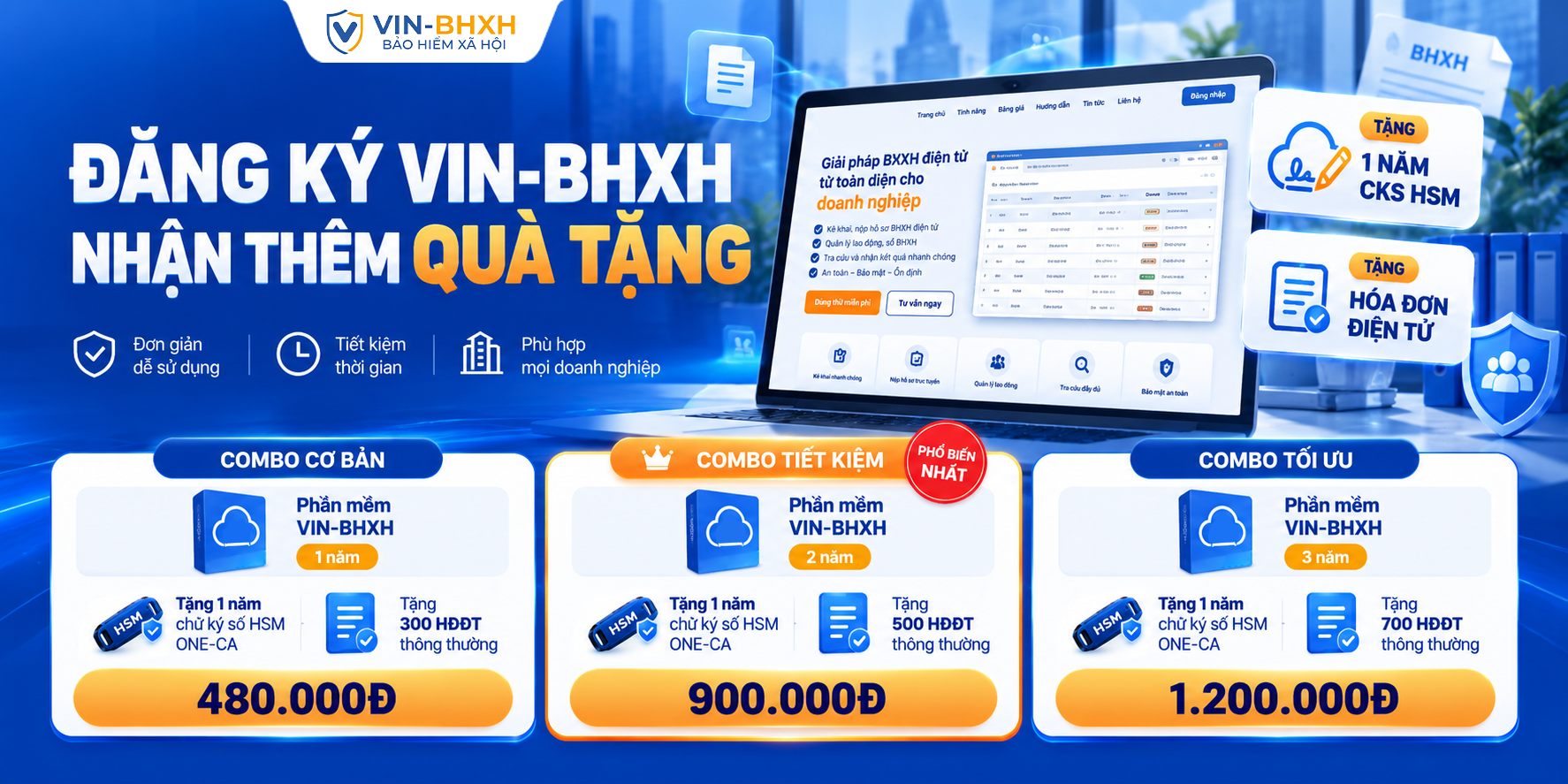 Combo phần mềm BHXH điện tử VIN-BHXH