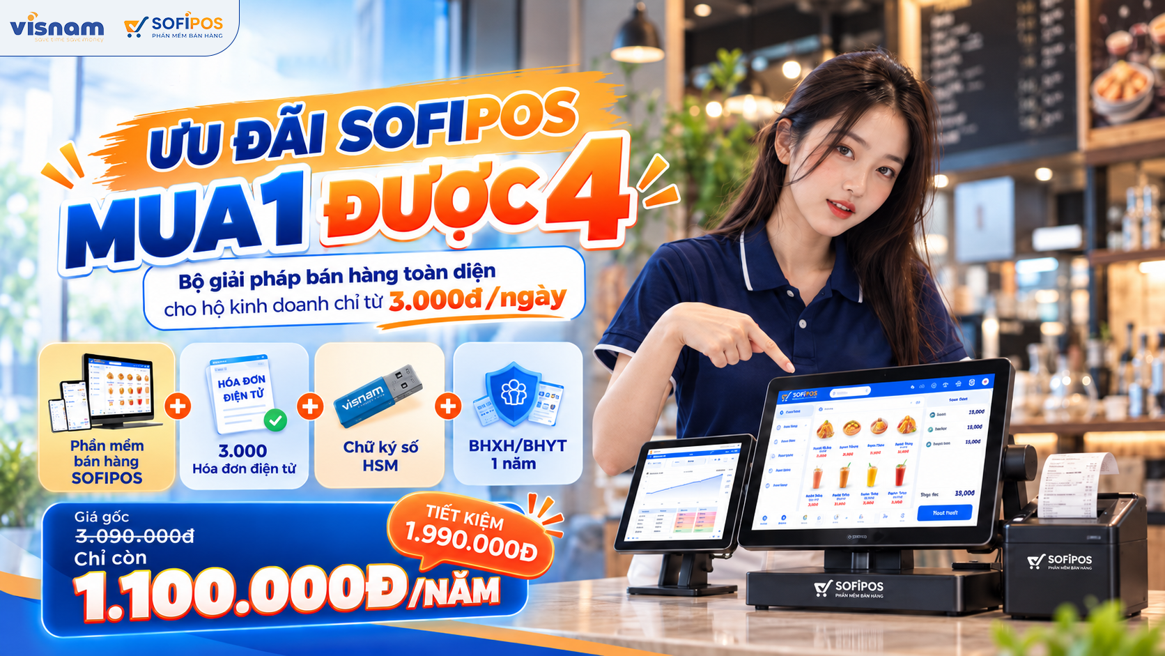 Ưu đãi SofiPOS “Mua 1 Nhận 4” cho hộ kinh doanh từ 3.000đ/ngày