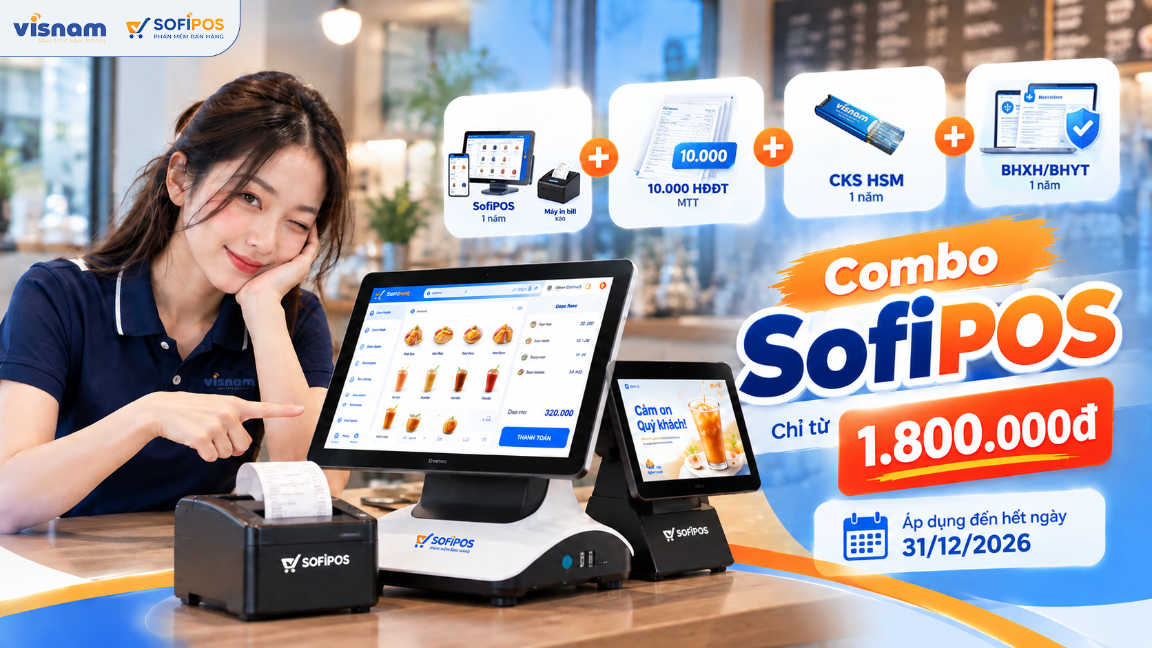 Combo SofiPOS từ 1,8 triệu: mua một lần, có sẵn bộ công cụ bán hàng