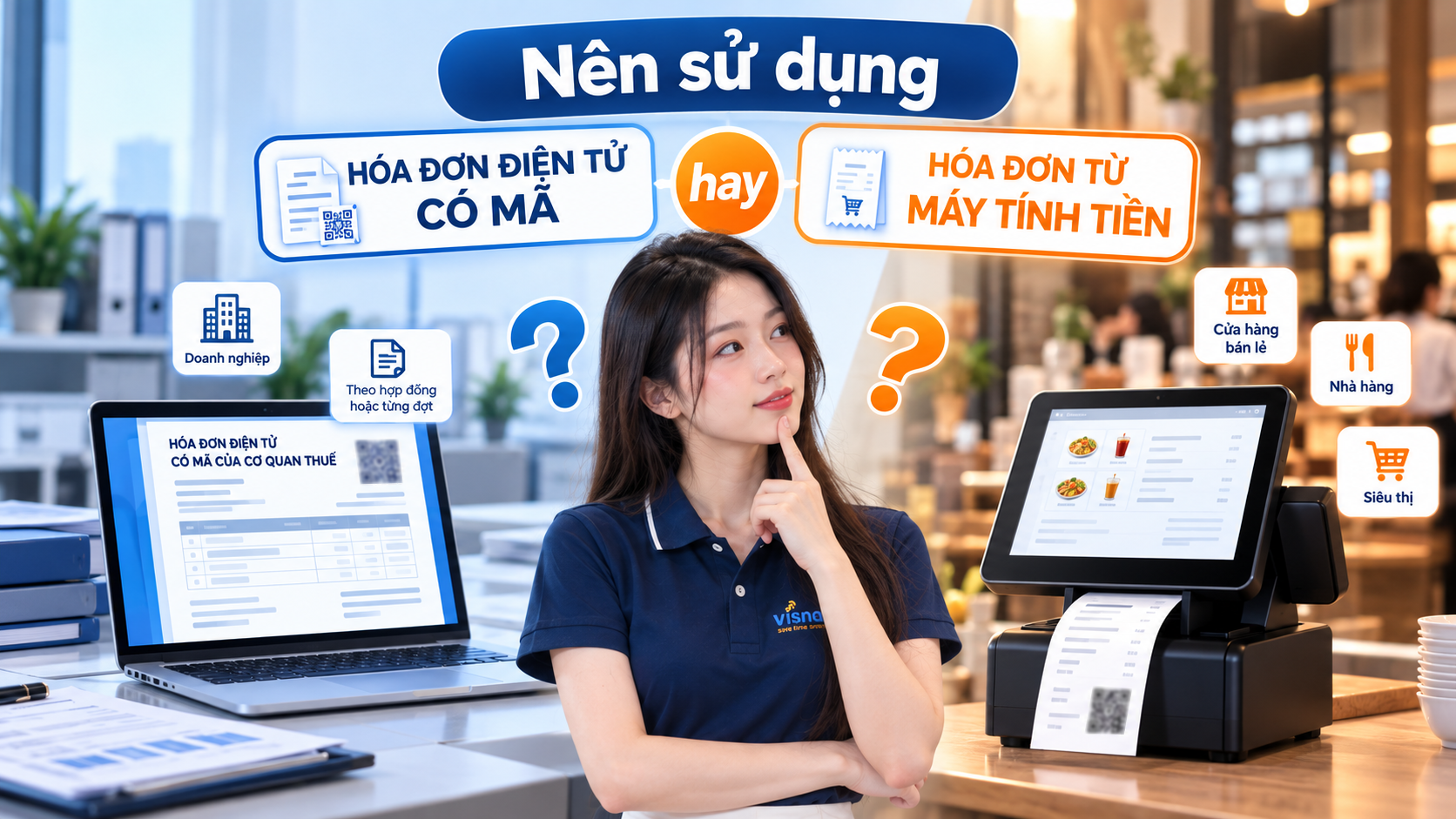 Nên sử dụng hóa đơn điện tử có mã hay hóa đơn từ máy tính tiền?