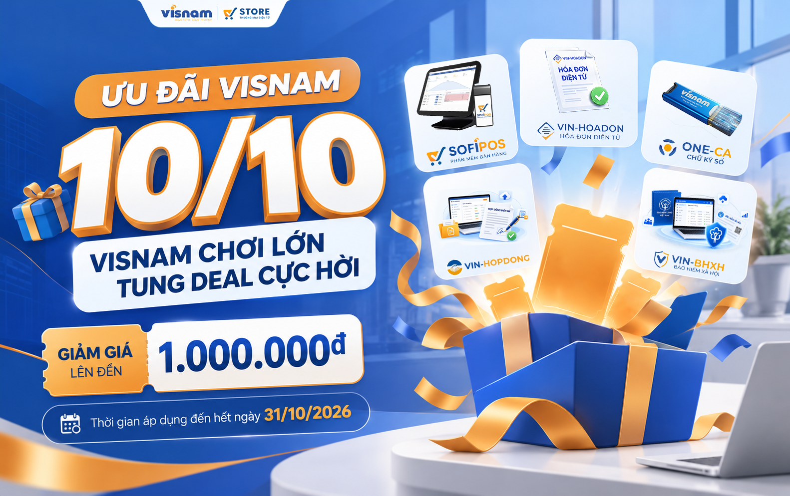 Mừng Ngày Chuyển đổi số 10.10 - VISNAM tung deal lớn, giảm giá lên đến 1 triệu đồng