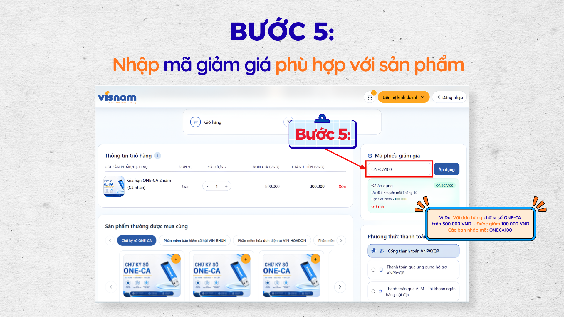 Bước 5: Nhập mã voucher giảm giá