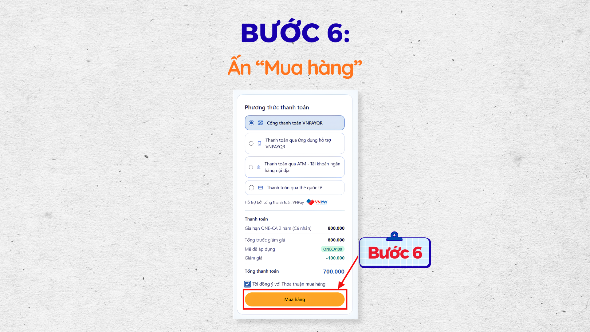 Bước 6: Nhấn "Mua hàng"