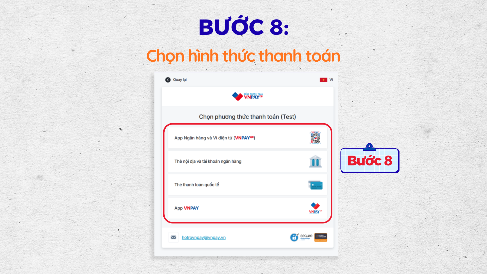 Bước 8: Lựa chọn phương thức thanh toán