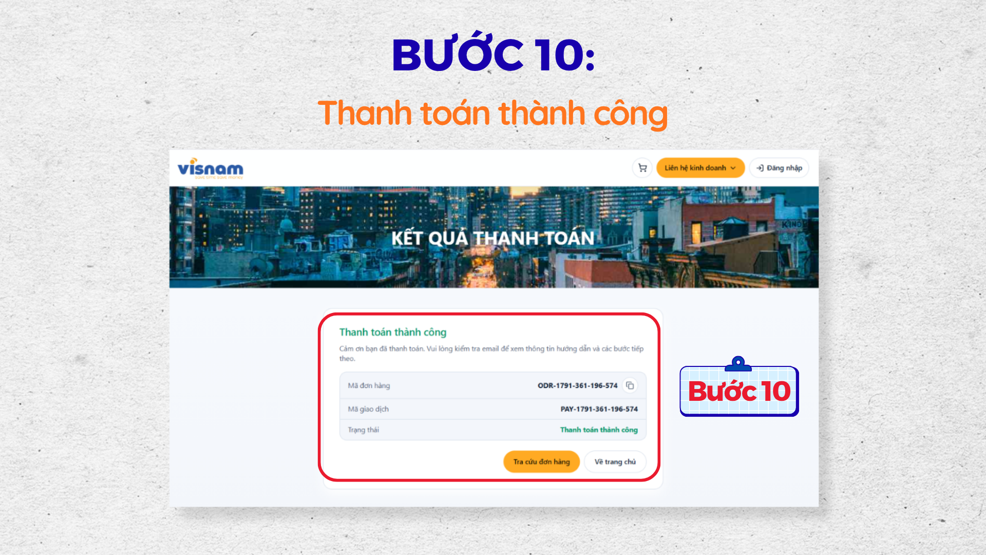 Bước 10: Hoàn tất thanh toán