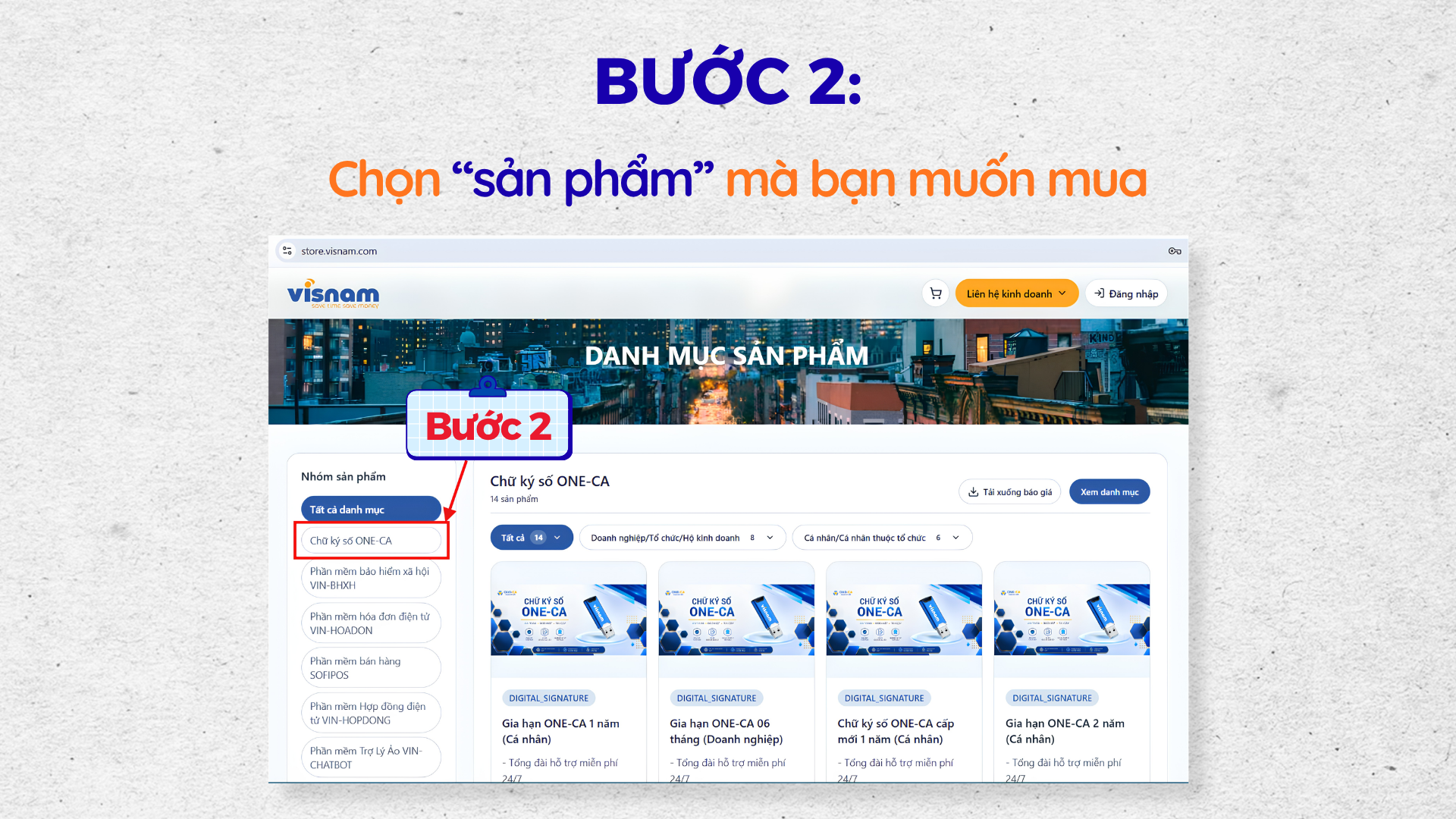 Bước 2: Lựa chọn sản phẩm cần mua