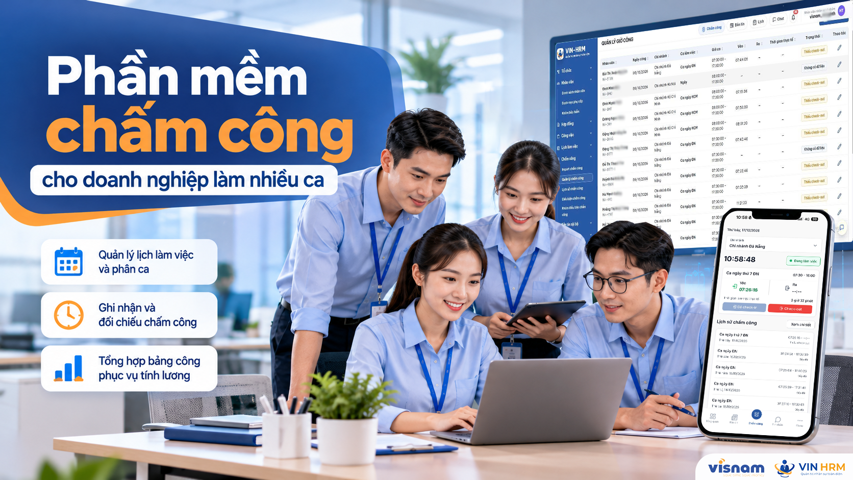 Hoạt động của phần mềm chấm công theo ca