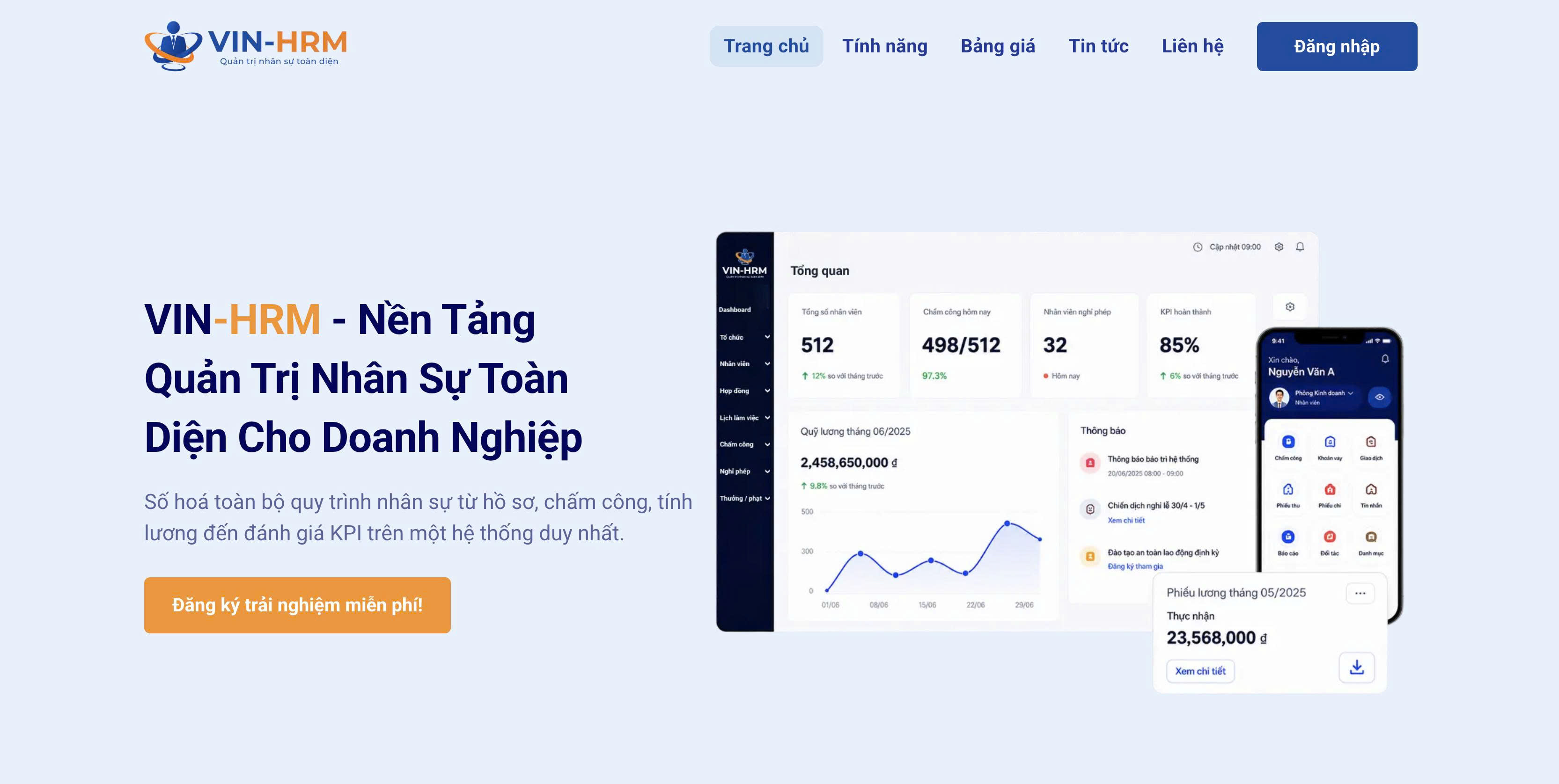 Phần mềm Quản trị nhân sự VIN-HRM